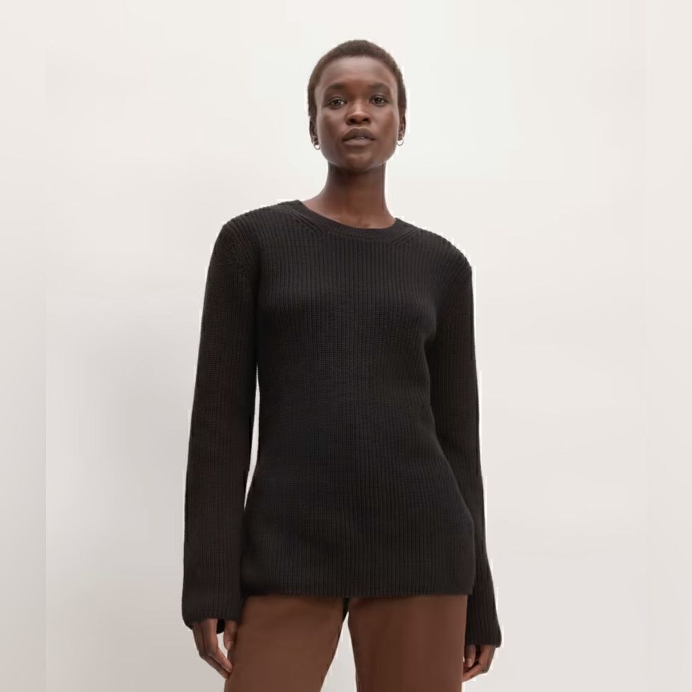 NWT Everlane The Organic Cotton Slim Crew Sweater in Black Size XS